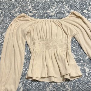 Madewell off the shoulder long sleeve top warm material